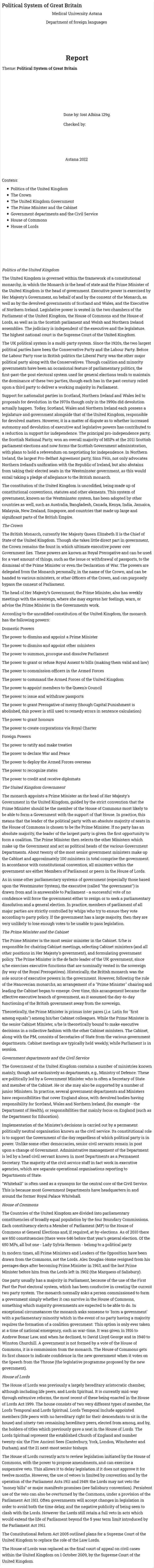 Political System of Great Britain