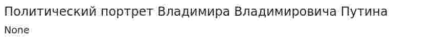 Политический портрет Владимира Владимировича Путина