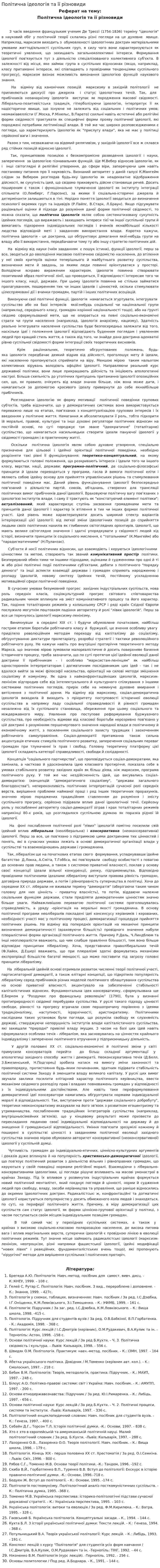 Політична ідеологія та її різновиди