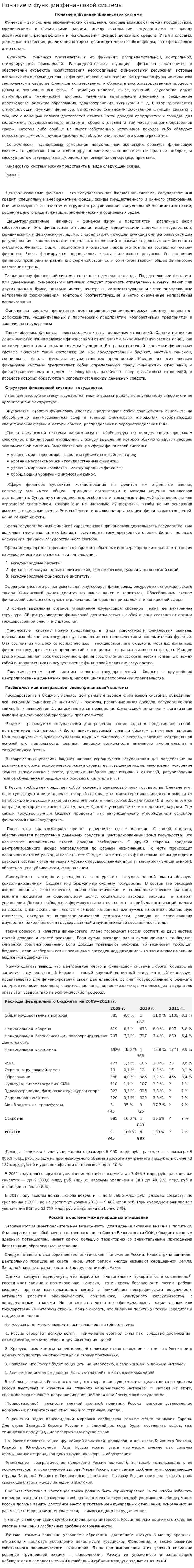 Понятие и функции финансовой системы