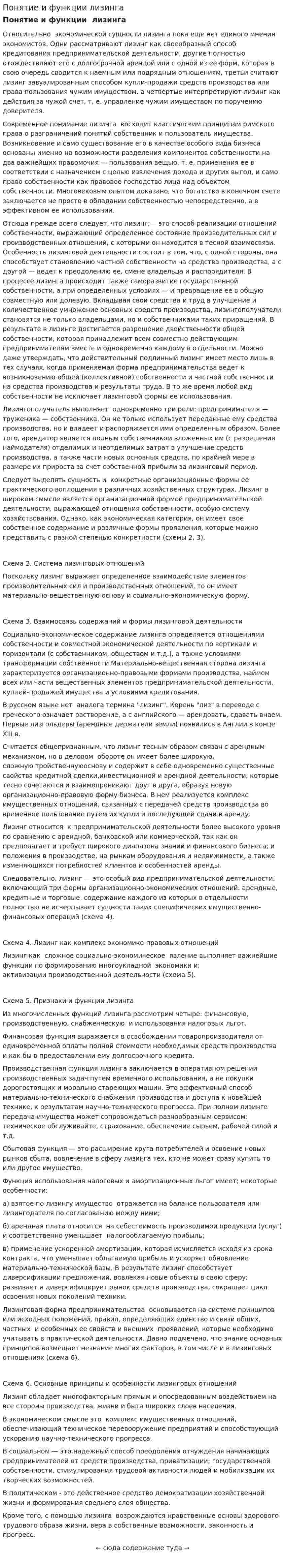 Понятие и функции лизинга