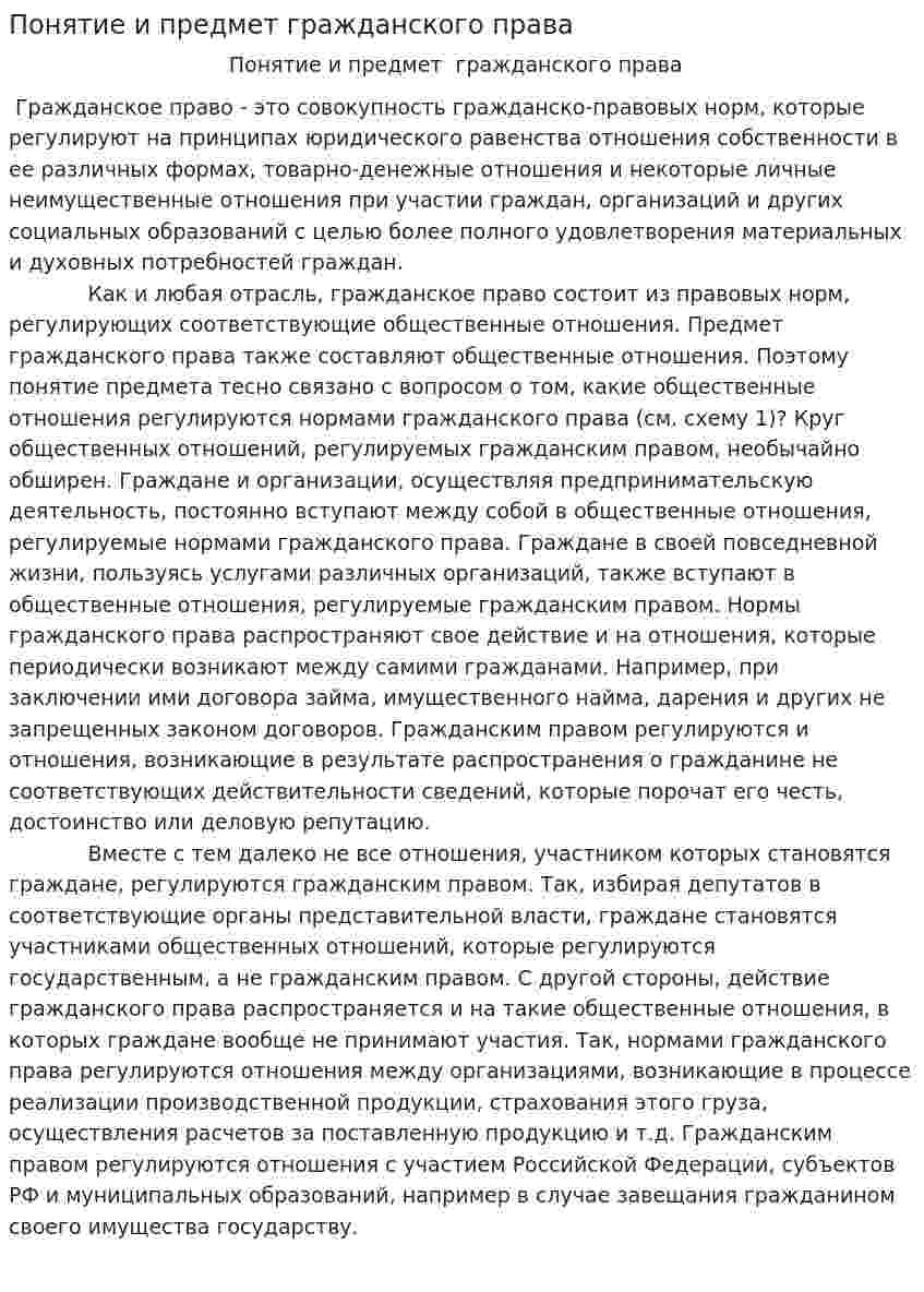 Понятие и предмет гражданского права