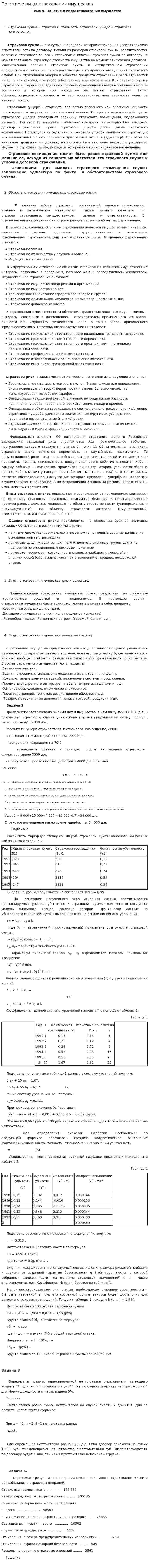 Понятие и виды страхования имущества