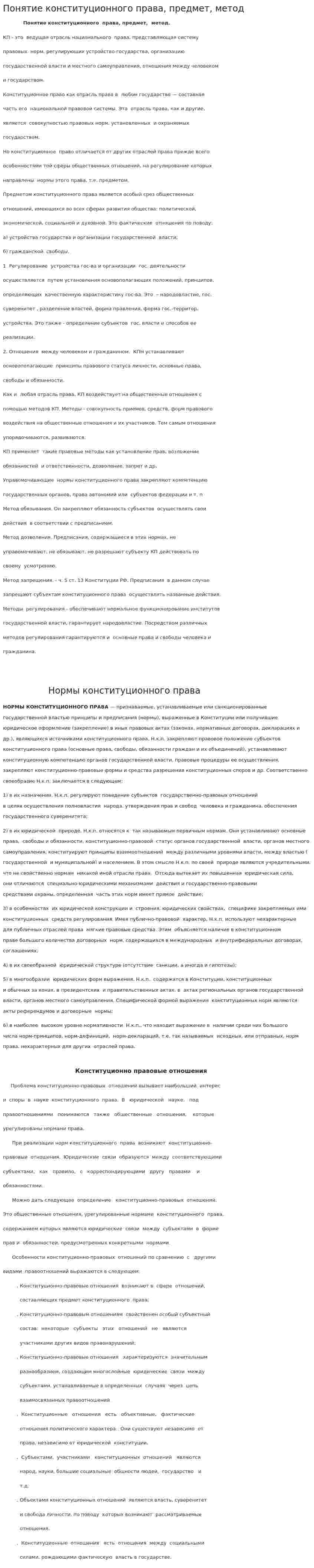 Понятие конституционного права, предмет, метод