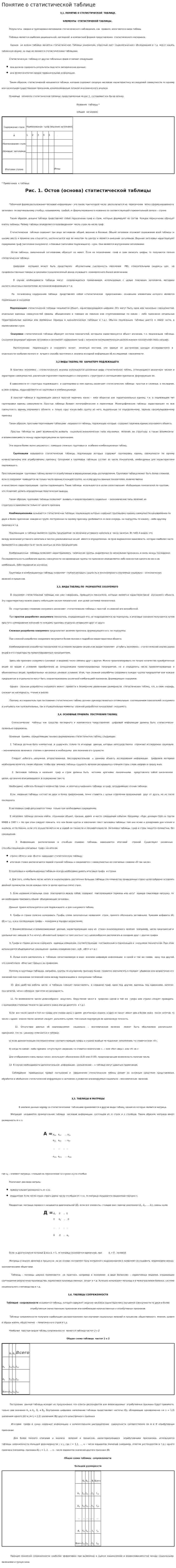 Понятие о статистической таблице
