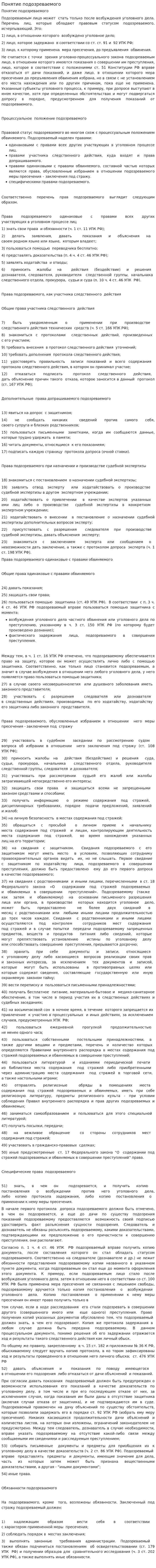 Понятие подозреваемого