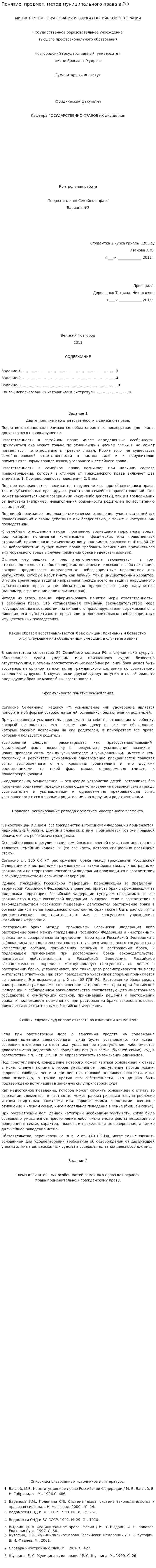 Понятие, предмет, метод муниципального права в РФ