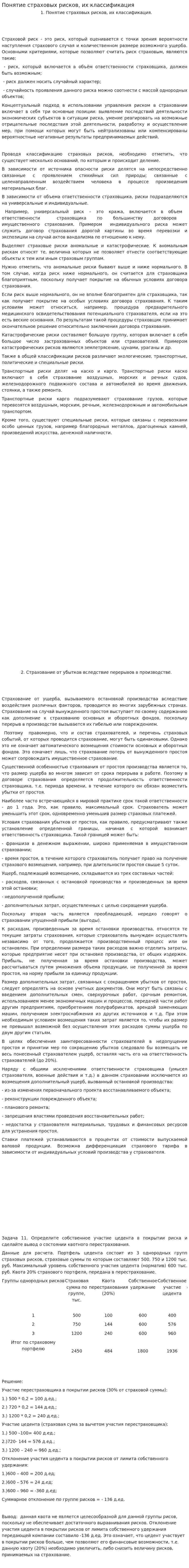 Понятие страховых рисков, их классификация
