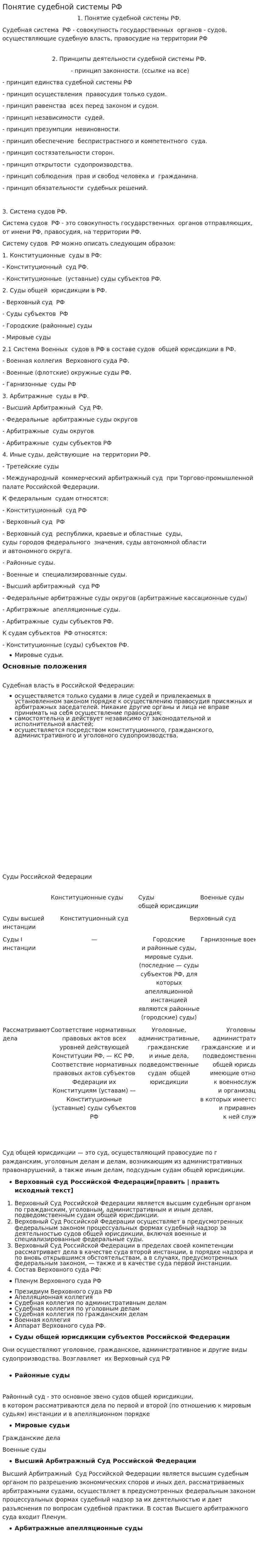 Понятие судебной системы РФ. 2
