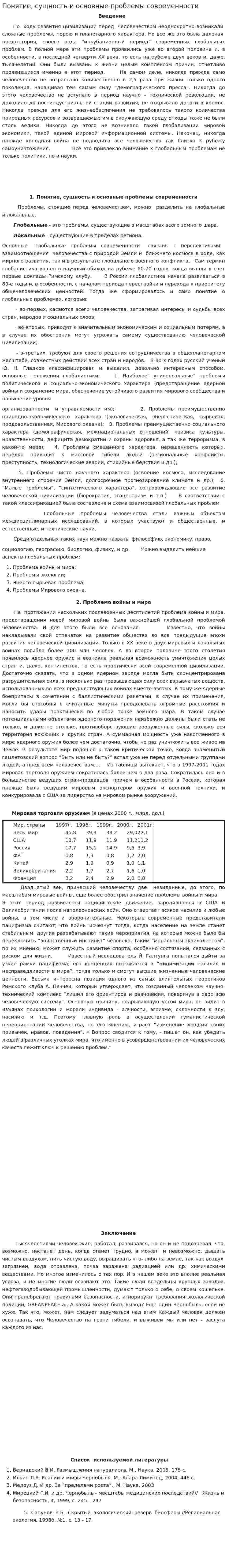 Понятие, сущность и основные проблемы современности