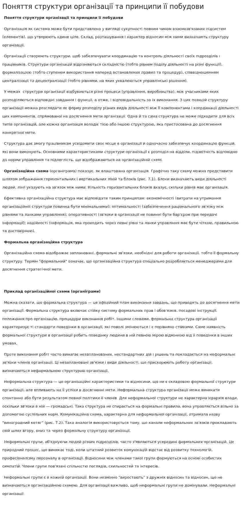 Поняття структури організації та принципи її побудови