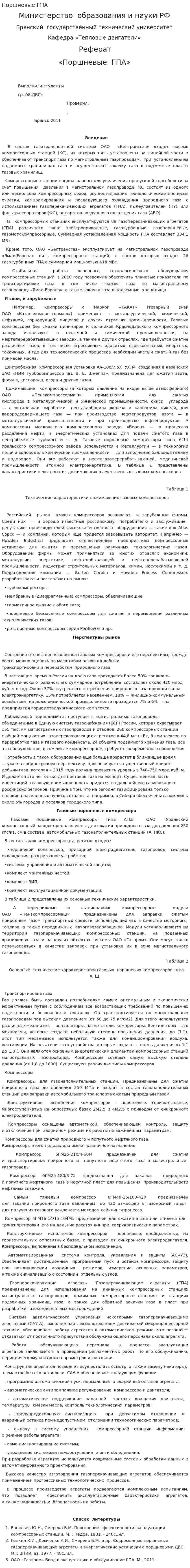 Поршневые ГПА