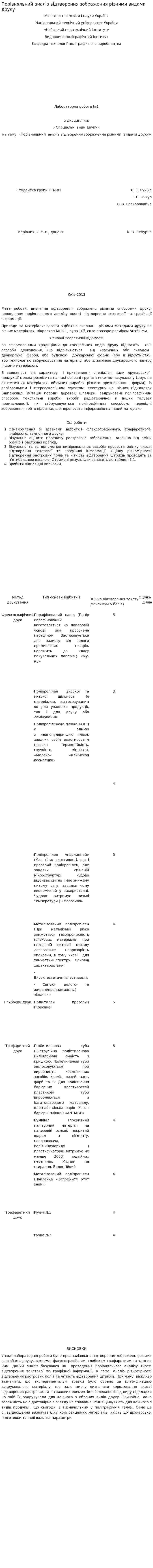 Порівняльний аналіз відтворення зображення різними видами друку