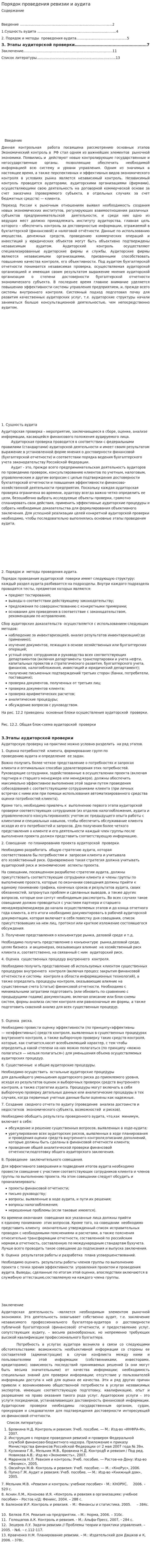 Порядок проведения ревизии и аудита