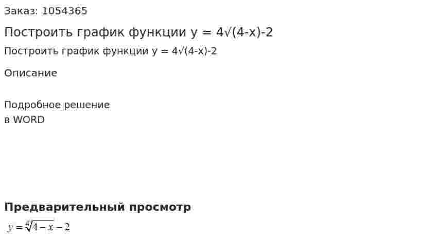 Построить график функции y = 4√(4-x)-2 