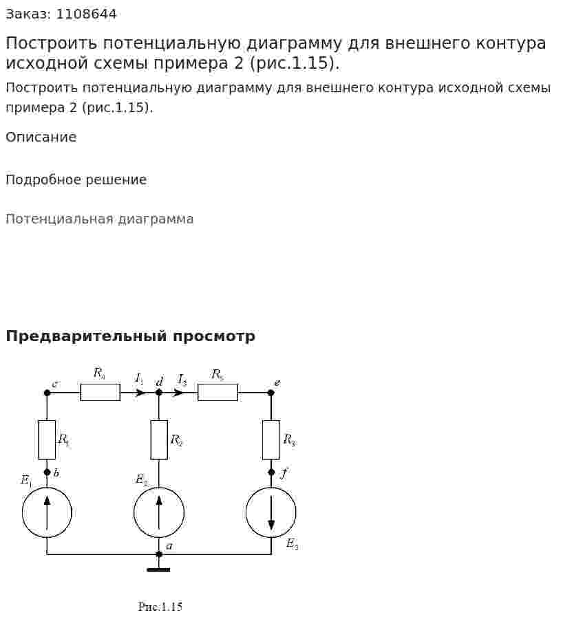 Построить потенциальную диаграмму для внешнего контура исходной схемы примера 2 (рис.1.15). 