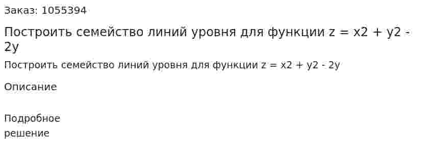 Построить семейство линий уровня для функции z = x2 + y2 - 2y 