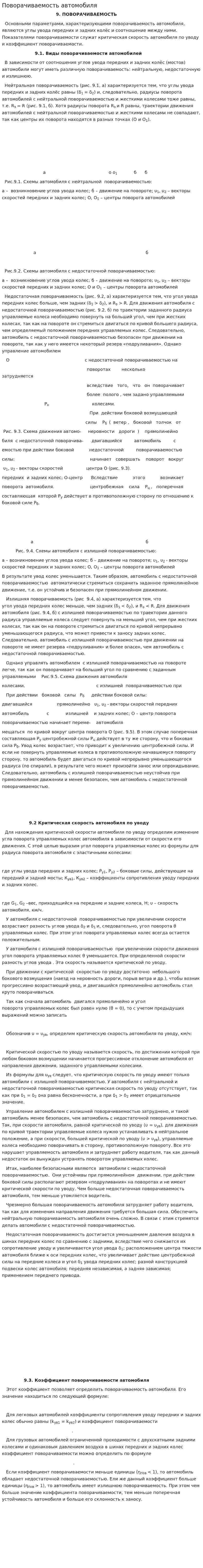 Поворачиваемость автомобиля