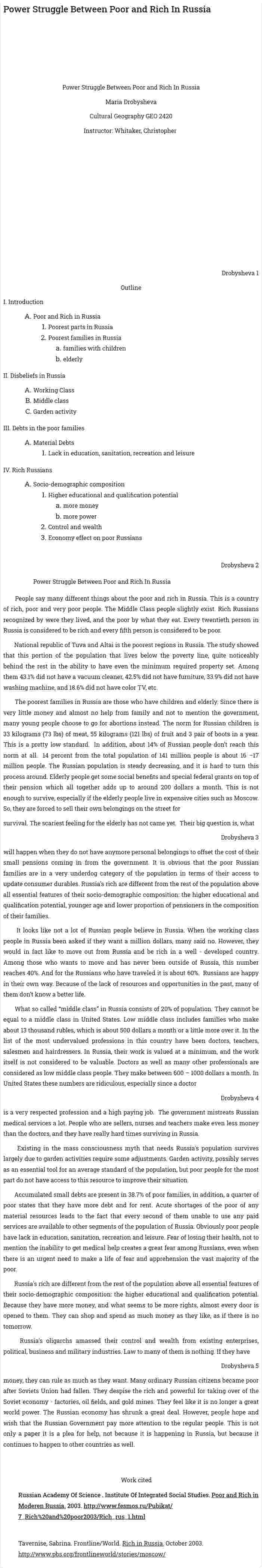 Power Struggle Between Poor and Rich In Russia