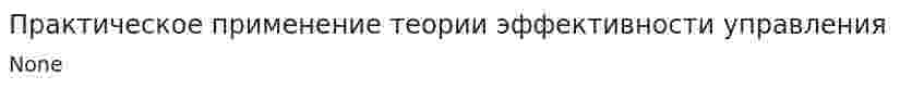Практическое применение теории эффективности управления