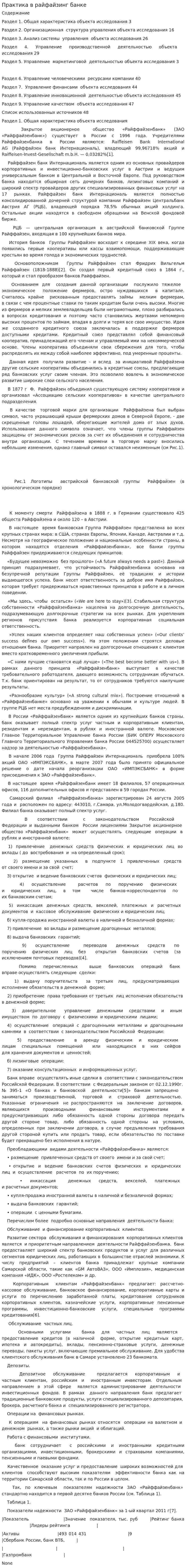 Практика в райфайзинг банке