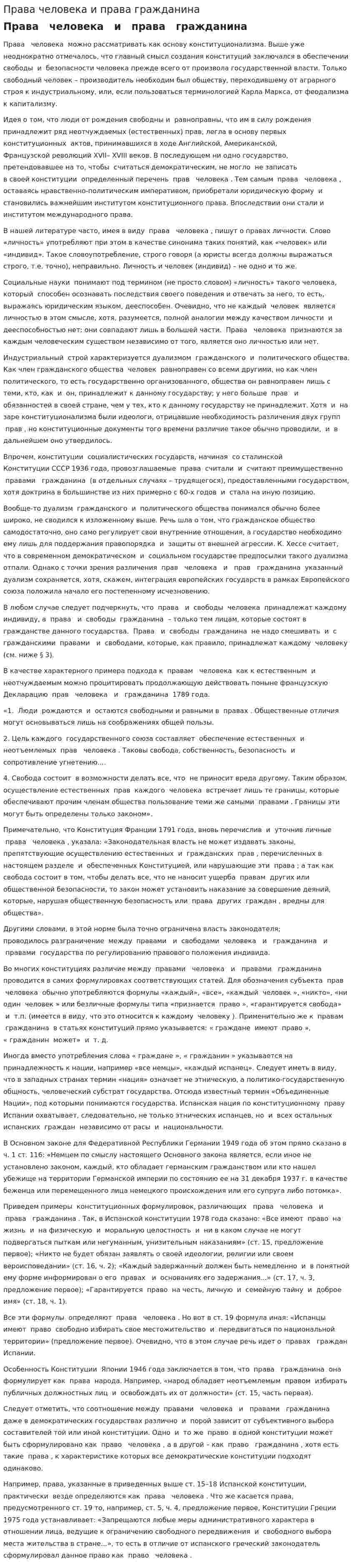 Права человека и права гражданина