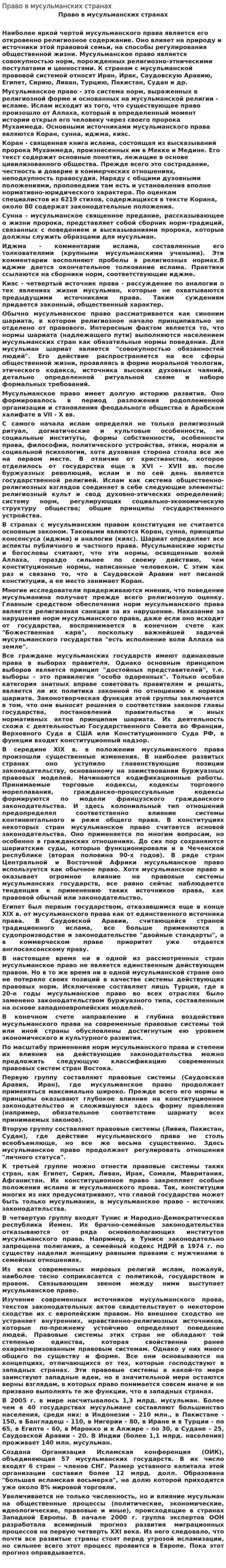 Право в мусульманских странах