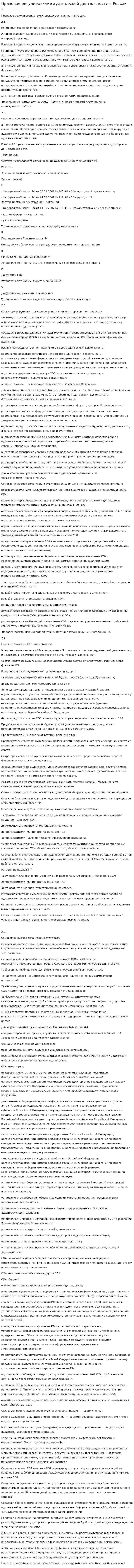 Правовое регулирование аудиторской деятельности в России