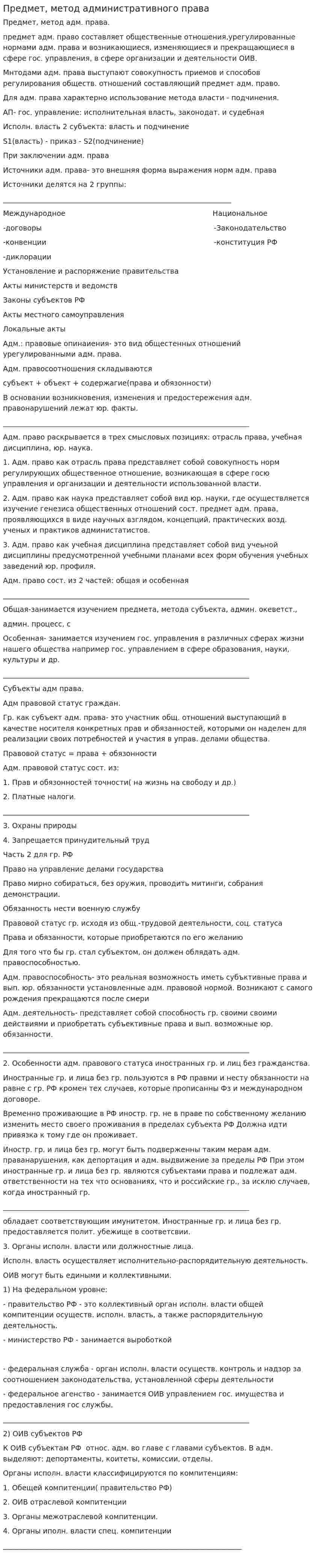 Предмет, метод административного права