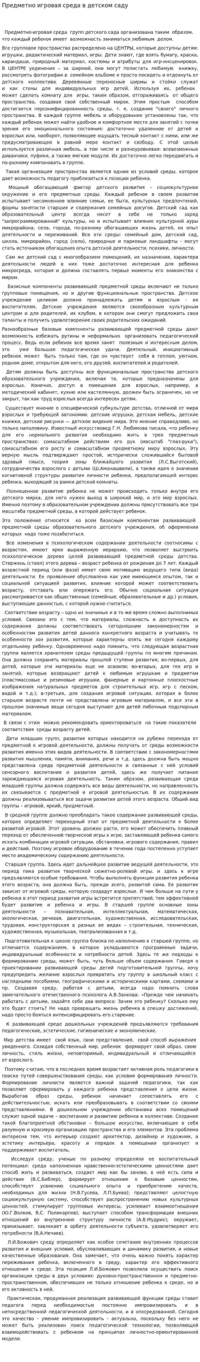Предметно игровая среда в детском саду