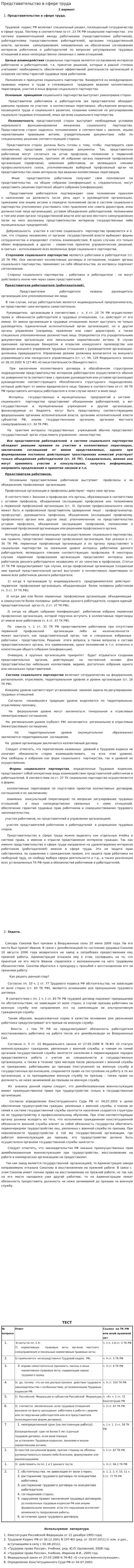Представительство в сфере труда. 3