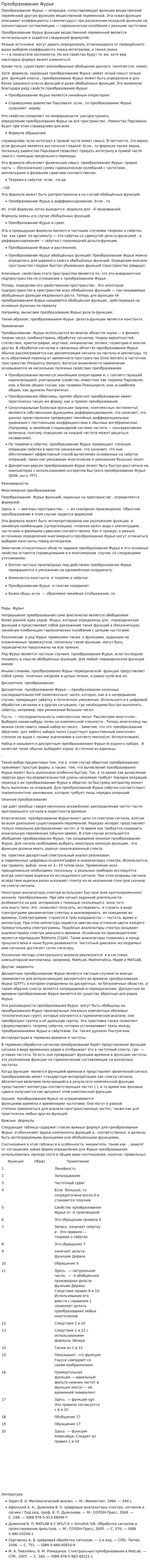 Преобразование Фурье