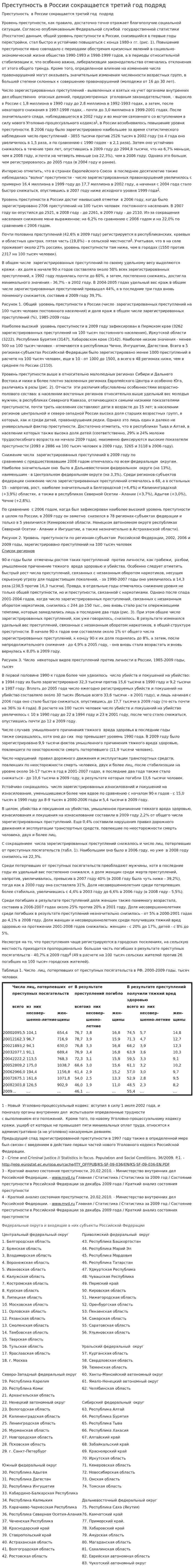 Преступность в России сокращается третий год подряд