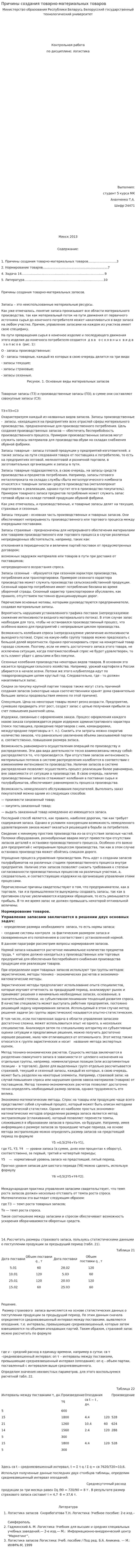 Причины создания товарно-материальных товаров