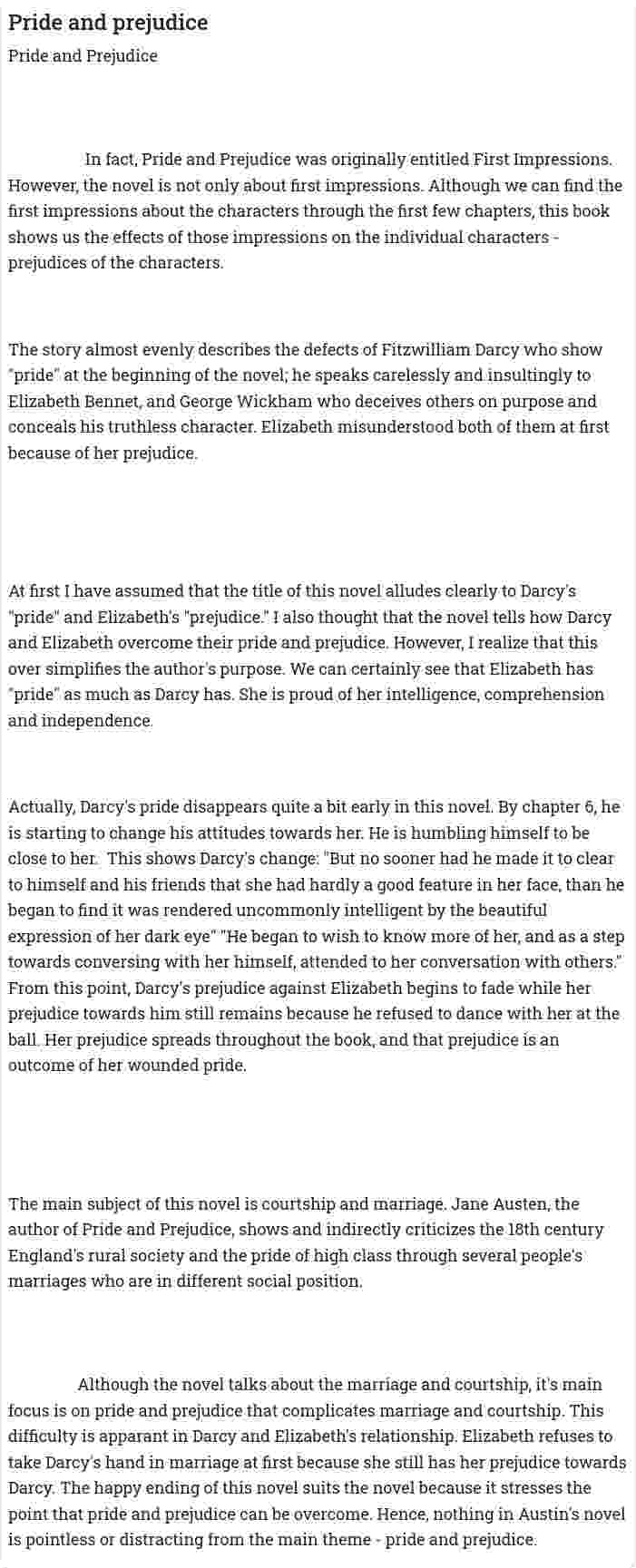 Pride and prejudice