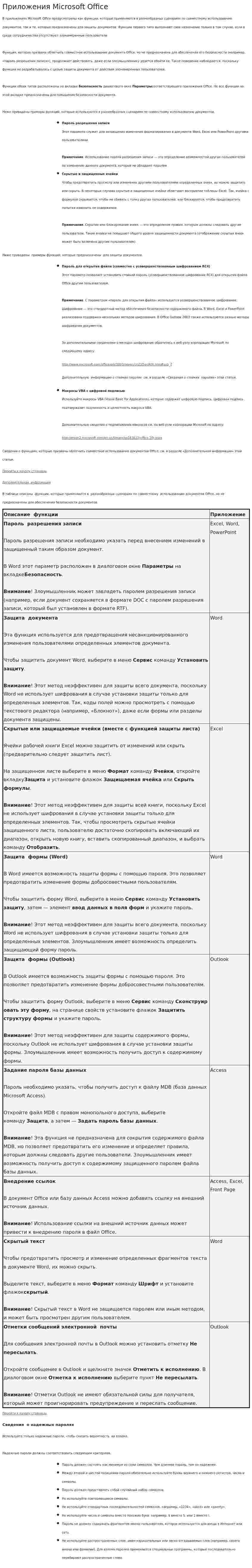 Приложения Microsoft Office