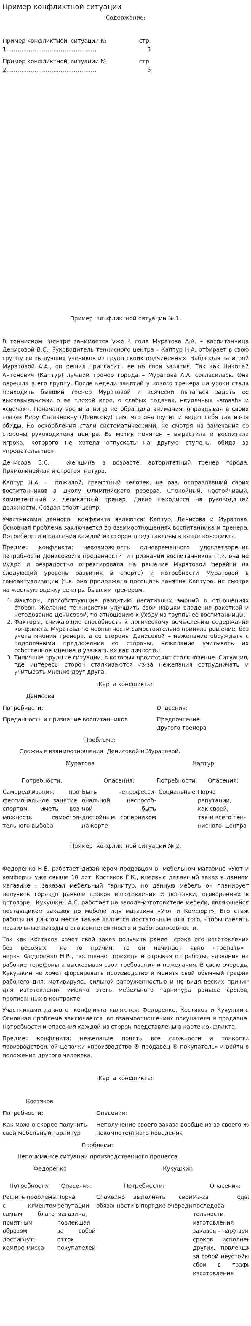 Пример конфликтной ситуации