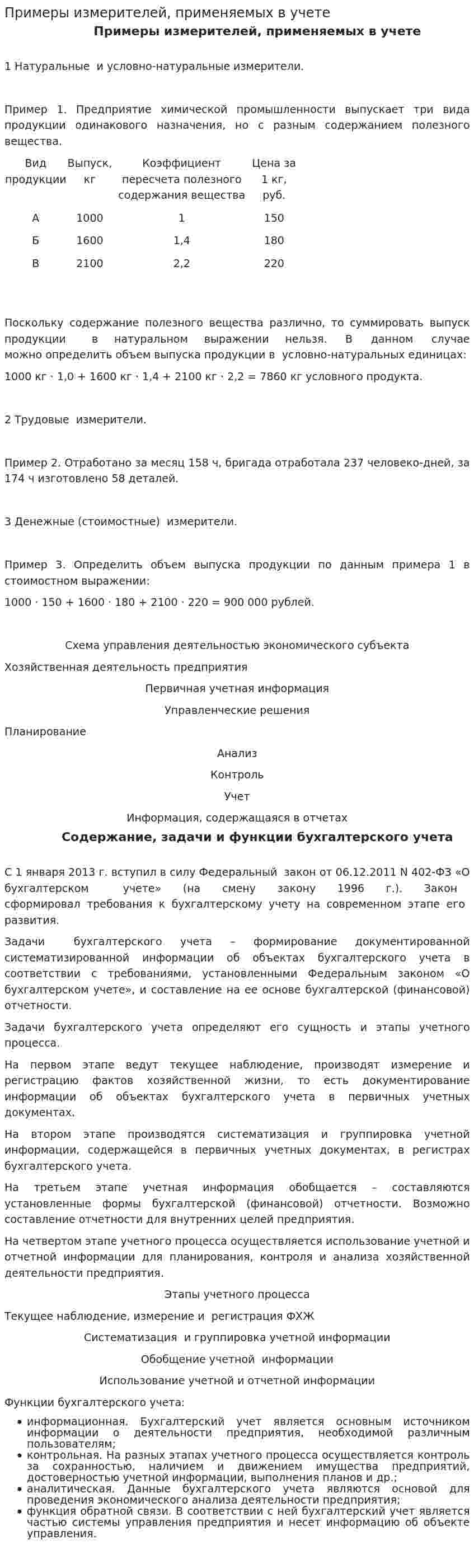 Примеры измерителей, применяемых в учете