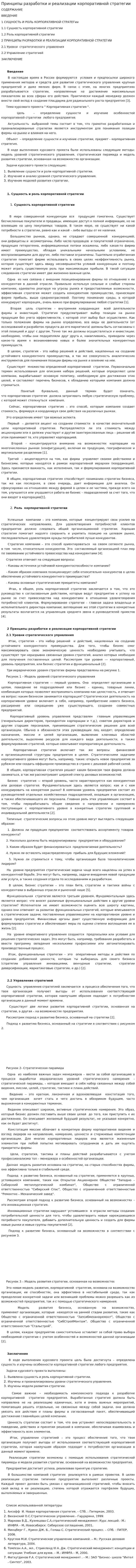Принципы разработки и реализации корпоративной стратегии