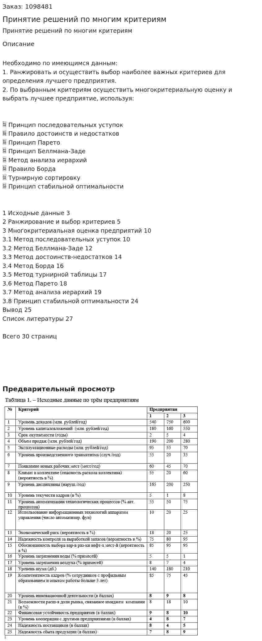 Принятие решений по многим критериям (контрольная работа) 