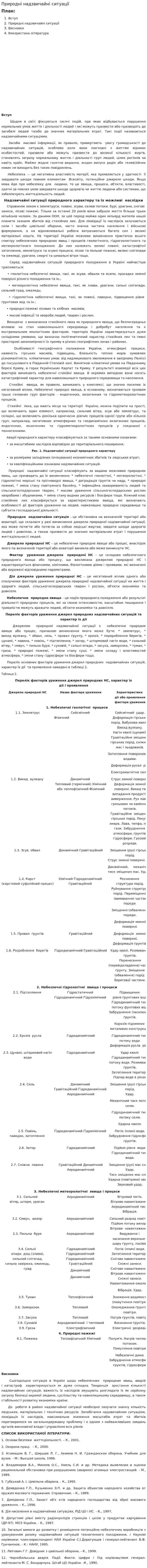 Природні надзвичайні ситуації