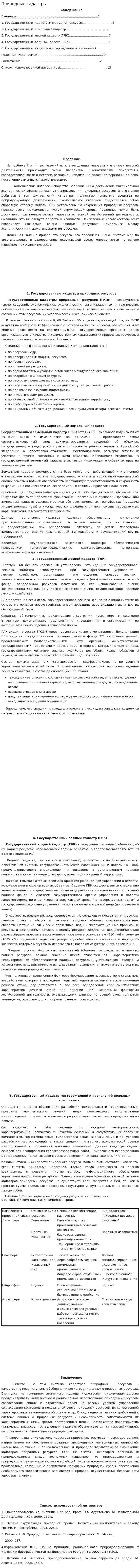 Природные кадастры. 2