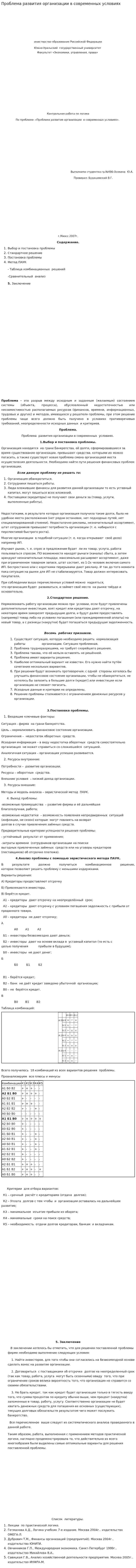 Проблема развития организации в современных условиях