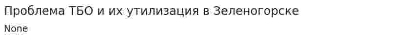 Проблема ТБО и их утилизация в Зеленогорске