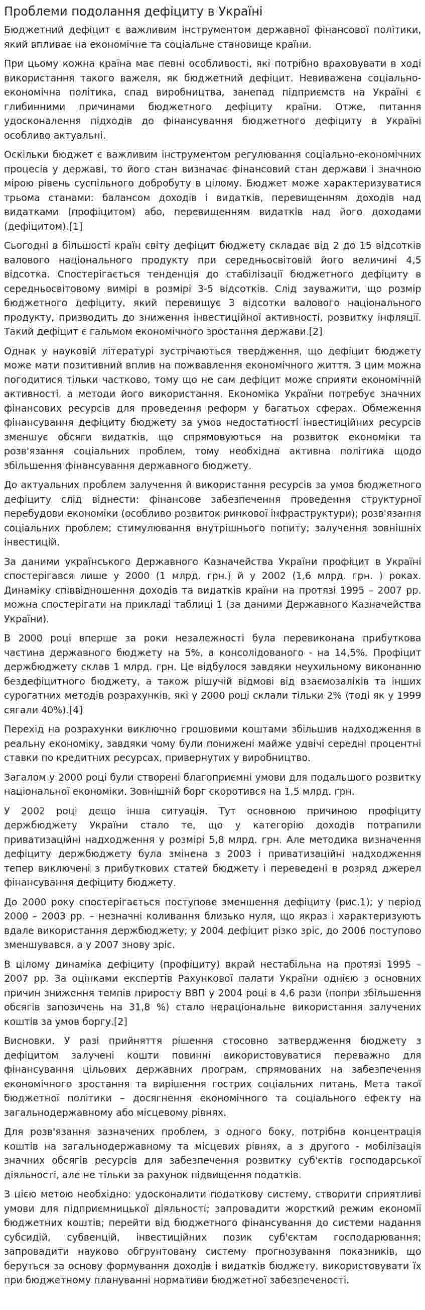 Проблеми подолання дефіциту в Україні