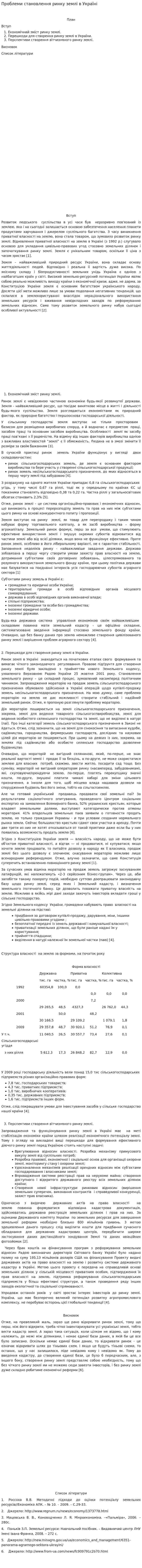 Проблеми становлення ринку землі в Україні