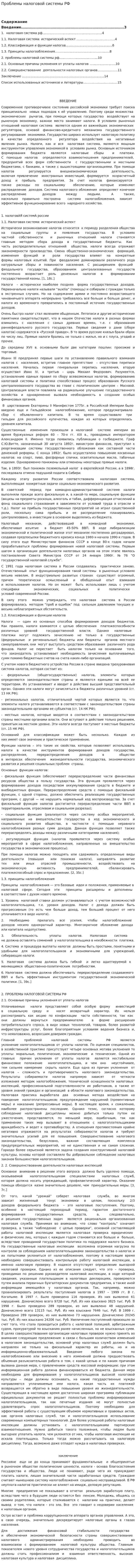 Проблемы налоговой системы РФ