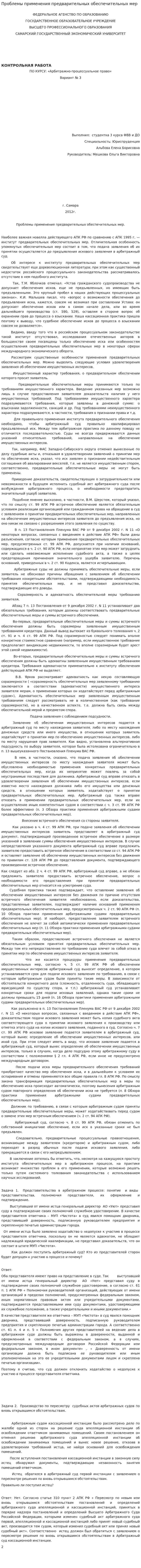 Проблемы применения предварительных обеспечительных мер