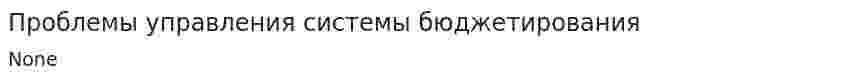Проблемы управления системы бюджетирования