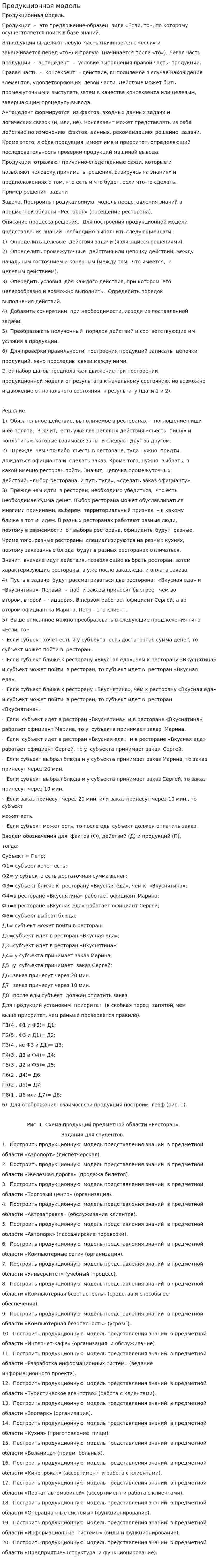 Продукционная модель. 2